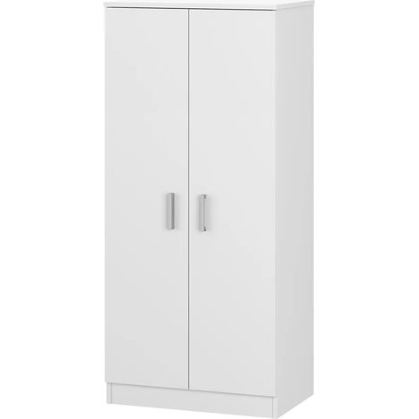 Mobile scarpiera H 180 cm in legno bianco con ante e ripiani regolabili (1/5)