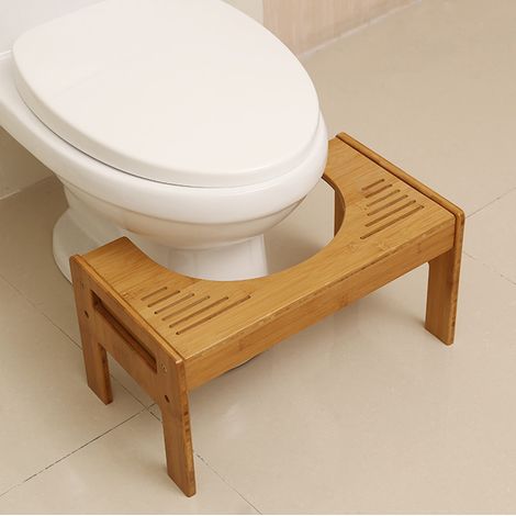 Repose-pieds squat réglable, marchepied toilette en bambou en forme de C, tabouret WC physiologique, hauteur ajustable pour salle de bain, support jambes naturel, 1 pièce. (1/4)