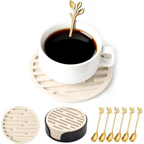 Combo Café Essentiel :Sessous de Verre Set & Petite cuillère 6 pièces (1/5)