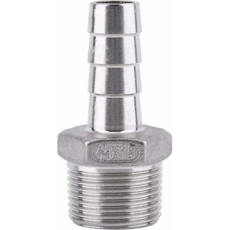 1pc Connexteur Raccord de Tuyau Barbelé à Filetage Adaptateur dfe Queue de Tuyau en Acier Inoxydable SS304 1/8" 3/4"(3/4  15mm) (1/5)