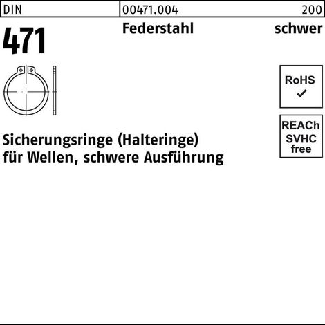 DIN 471 F Sicherungsringe für Wellen Federstahl 65 x 4 schwere Ausführung S 50 Stk