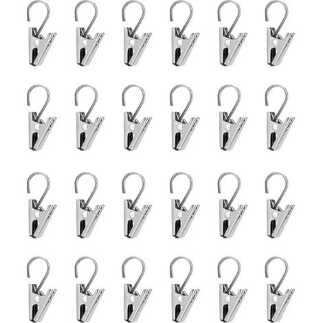 Pince Attache Rideau Petits Clips de en avec Crochets3.4 24 pièces 1cm Acier inoxydable Acier Métal (1/5)