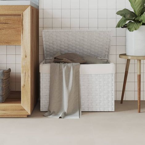 vidaXL Cesto Portabiancheria Coperchio Bianco 55,5x35x34 cm