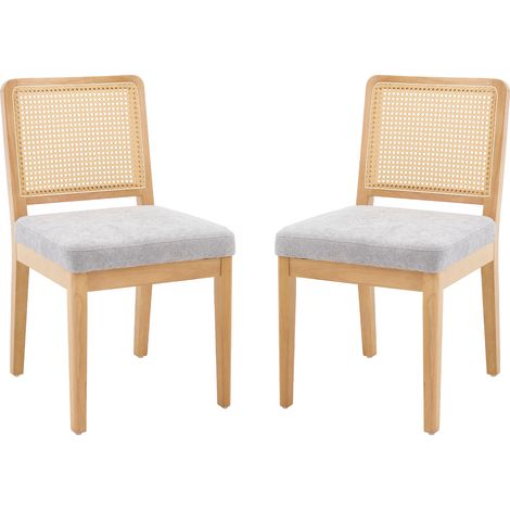 Chairus Dining Chairs 2Pcs in Chenille Upholstered Side Chairs Retro Rustic Chairs in Wood Frame for Kitchen Restaurant, Gray (1/5)