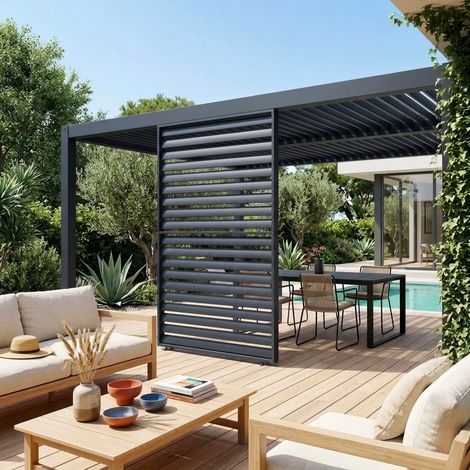 sweeek - Persienne 124cm pour pergola bioclimatique aluminium anthracite Palace