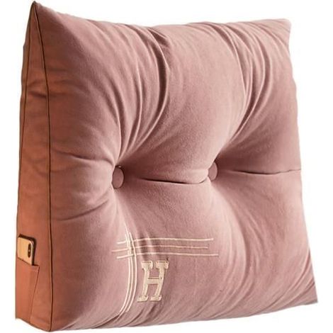 Coussin de Dossier Haut rembourré pour canapé lit Dossier Grand Triangle, Coussin Lombaire, Coussin de Dos, Rose, 80x50x20cm (1/4)