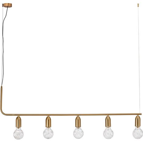 Merano Kitimat Plafonnier 5 Barres Lumineuse Métal Laiton, Verre Clair LED G9
