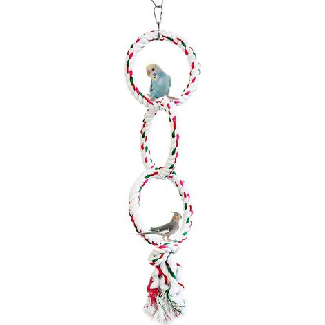 Perchoirs suspendus en corde pour oiseaux, jouets à mâcher pour perroquets, jouets pour cage, balançoire en corde de coton, perchoirs en spirale, 3 boucles (1/3)