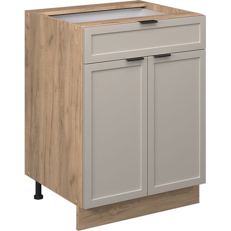 Schubunterschrank  Fame-Line, GrauBeige, 60 cm mit Schublade, ohne Arbeitsplatte, Vicco