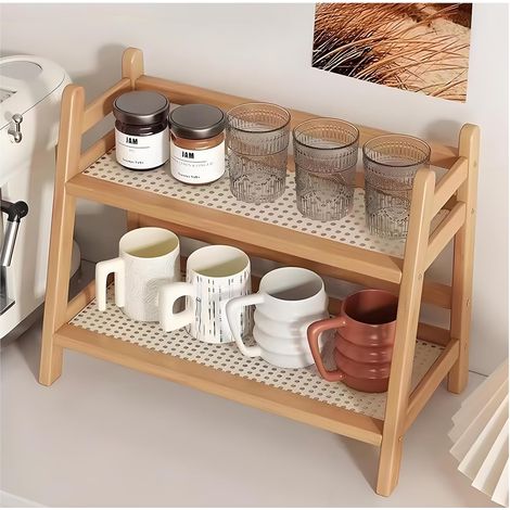 Organiseur de cuisine en bambou imitation rotin tressé, décoration de cuisine, étagère à épices, rangement et organisation de cuisine, rangement de dosettes de café, organisateur de thé pour bureau, s
