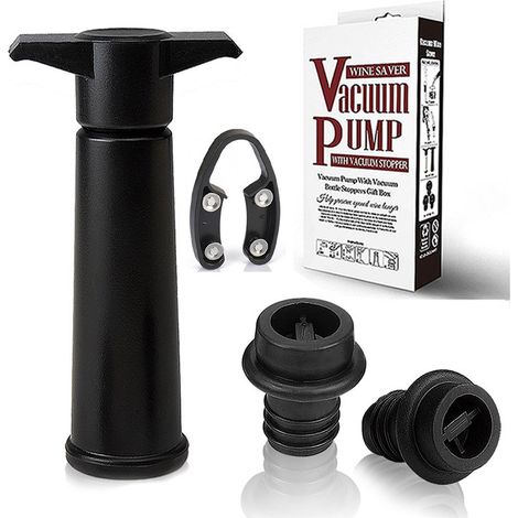 Pompe à vide pour vin avec 2 bouchons hermétiques – Bouchons de bouteille en silicone alimentaire, anti-fuite, préservant la fraîcheur (1/4)
