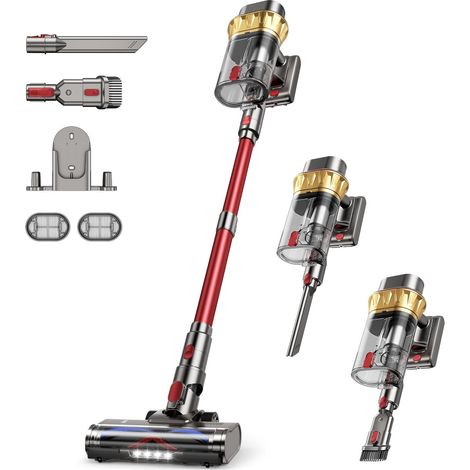 Aspirateur Balai sans Fil, 75 Minutes Autonomie Aspirateur sans Fil Puissant avec Recharge Murale Écran Intelligent, aspirateur Balai Puissant pour Les Poils d'animaux/Tapis/Sols Durs (1/5)
