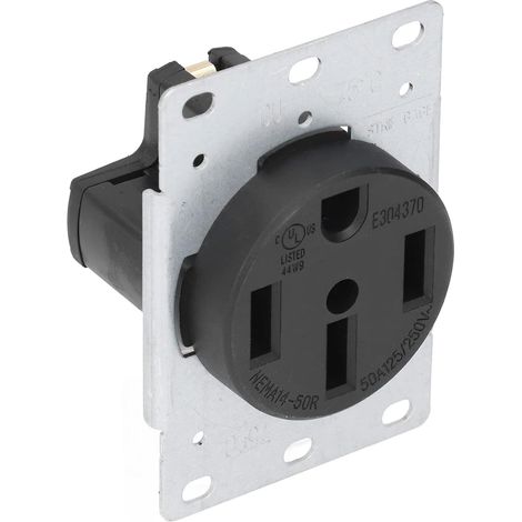 Industrielle Steckdose PA66, Messing, NEMA 14, 50R, 50 A, 125 V/250 V, 4-polig, für Werkstätten, Wohnmobile und industrielle Anwendungen (1/5)
