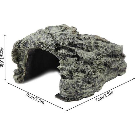 Abri pour reptiles, grotte en résine imitation pierre, cachette pour tortue, grenouille et autres animaux de terrarium, refuge décoratif pour zoo et habitat de reptiles (1/5)