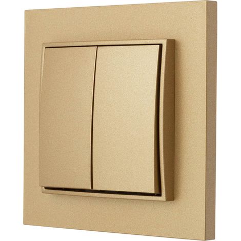 Interruptor doble con marco, Karlik Mini, color dorado. (1/4)