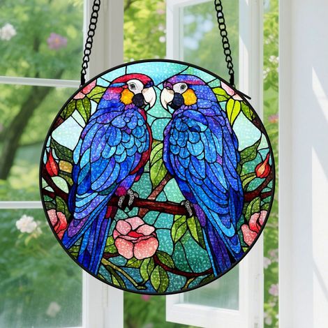 15cm Suspension en Vitrail, Attrape-Soleil Artistique Coloré Élégant pour Porte, Cadeau Anniversaire pour Couple, Meilleur Ami (1/5)
