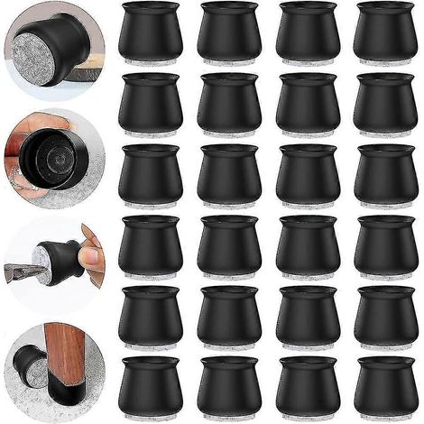 Embouts de pieds de chaise en silicone compatibles avec les planchers en bois franc (paquet de 24) (1/2)