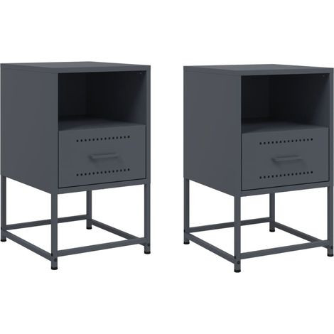 Maison Exclusive - Nachttische 2 Stk. Anthrazit 36x39x60,5 cm Sta