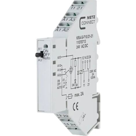 módulo de conexión metz connect kra-s-f10/21-21 24v 2 contactos