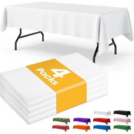 Weiße Tischdecke, rechteckige Einwegtischdecke für 1,80 m lange Tische, wasserfeste Tischdecke für Partys, Feiertage und Treffen (1/4)