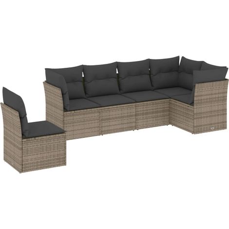 Maison Exclusive - 6-tlg. Garten-Sofagarnitur mit Kissen Grau Pol