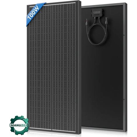 Manuzen - Panneau solaire monocristallin 100 W 12 V rigide étanche (1/2)