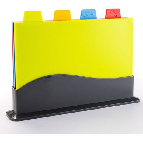 Schneidebretter mit Ständer, 4er-Pack / farbcodierte Schneidebretter für (1/3)