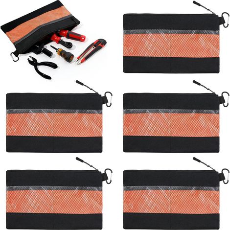 Lot de 5 pochettes zippées pour petits outils : sac à outils portable, petit, avec fermeture éclair et crochet, en PVC transparent, avec fenêtre, étanche et antistatique, 30 x 18 cm (1/5)