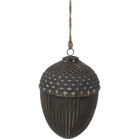 Boule de Noël en Verre Noir Suspension Décorative pour Sapin de Noël 18 x 27 cm - PANGIVO
