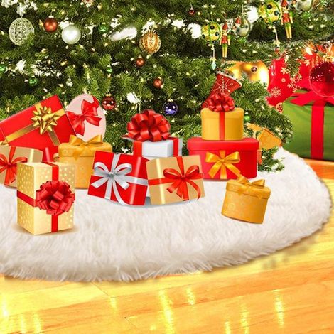 Tapis sapin de Noël Blanche-Neige en fausse fourrure peluche sapin de Noël (1/4)