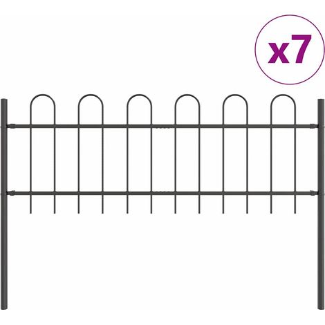 Maison Exclusive - Gartenzaun 7 pcs Grau 11,9 x 0,6 m Pulverbesch