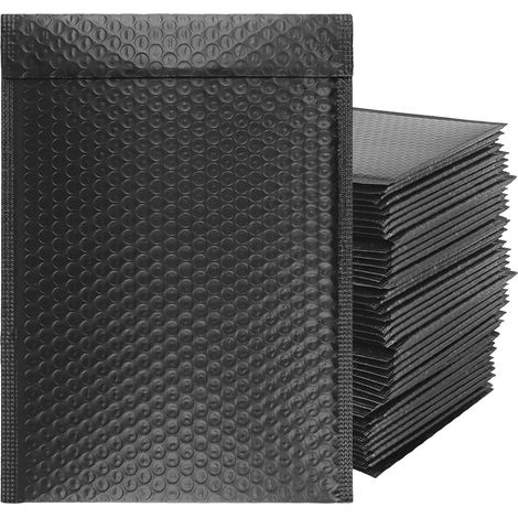 Lot de 60 enveloppes à bulles A4 rembourrées auto-adhésives en polyéthylène pour expédition, emballage, cadeau Noir 22 x 35 cm (1/5)