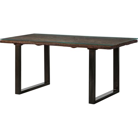 Tavolo da pranzo in legno di acacia / legno riciclato 180x90x80,5 laccato marrone SEVILLA 23
