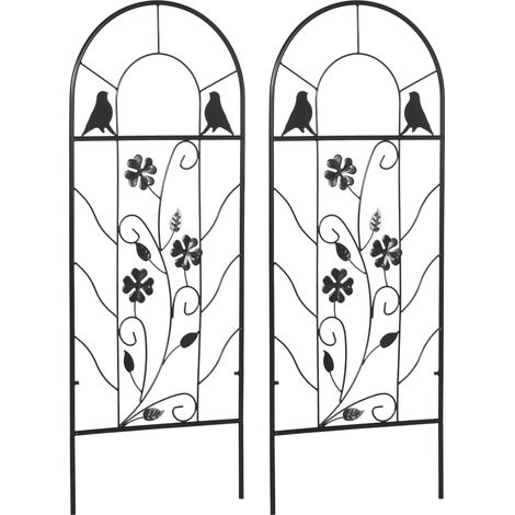 Treillis métallique pour plantes grimpantes, lot de 2 supports de jardin - 38 x 98 cm, noir (1/5)