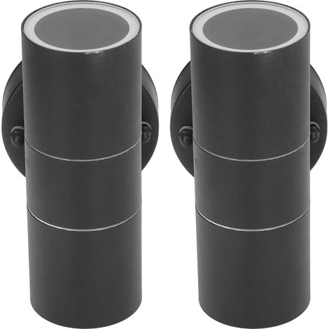 DISCORAMA ® - 2X APPLIQUE LED DA PARETE LUCE CALDA, LUCI DA ESTERNO FARETTO DOPPIA ILLUMINAZIONE GIARDINO NERI (1/5)