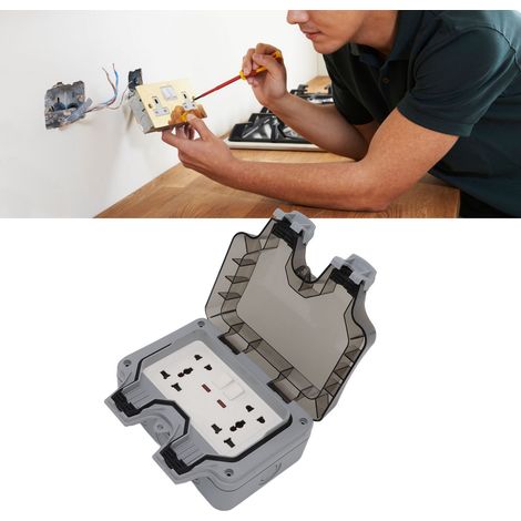 Boîtier de prise et interrupteur étanche extérieur IP66 13A/16A, boîtier étanche aux éclaboussures à montage en surface conforme à la norme européenne, multiprise de charge étanche à la poussière, 250 (1/5)