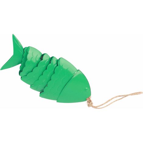 Campana de viento de metal hecha a mano con forma de pez koi, decoración de turbina eólica para porche, patio o jardín, multicolor (150 g, verde/amarillo/rojo). (1/5)
