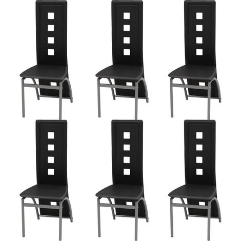 Chaises de salle à manger 6 pcs Noir Similicuir 35 (1/5)