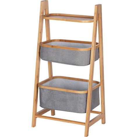 Étagère deux étagères BAHARI, deux paniers avec design en bambou, Wenko (1/5)