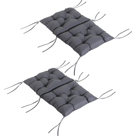 Pack de 2 cojines para silla gris 50 x 98 x 8 cm con tiras de sujeción (1/5)