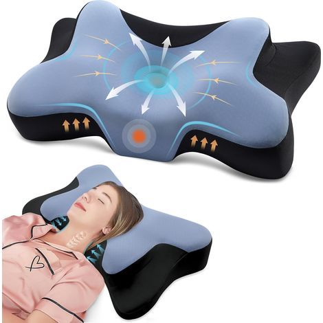 Ergonomic Memory Foam Pillow, Double Height 10/13 cm, Breathable Cover, For Side, Back, and Stomach Sleepers (1/5)