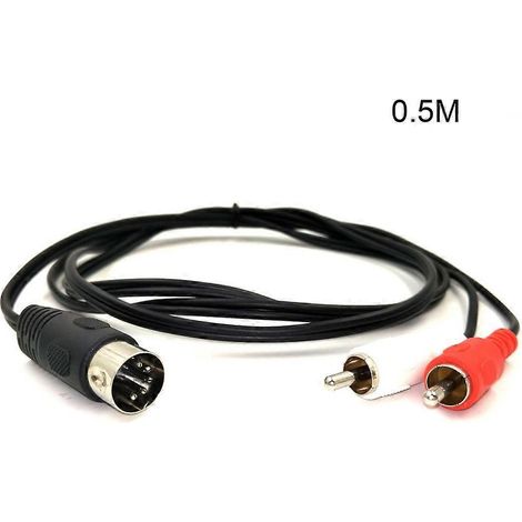 Câble convertisseur DIN 5 broches mâle vers 2 RCA mâle pour vidéo TV audio - 0.5 mètre (1/4)
