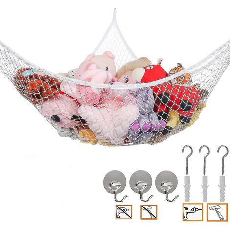 Filiyano – Organisateur idéal pour peluches : ce hamac à jouets peut accueillir peluches, poupées, balles, couvertures, petits équipements sportifs (1/4)