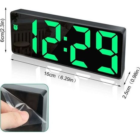 Digital Alarm Clock, Large LED Display, Mirror Surface Clock with Snooze Function and USB Charging Connection Adjustable Brightness Alarm Clock for Bedroom, Office (1/3)