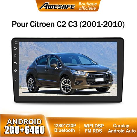 AWESAFE Autoradio Android 13 pour Citroen C2 C3 (2001-2010) 2Go+64Go avec 9'' écran Tactile Carplay Android Auto Bluetooth WiFi (1/5)