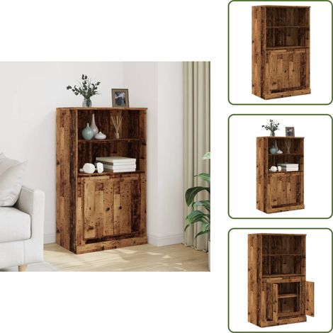 Buffet haut vieux bois 60x35,5x103,5 cm bois d'ingénierie - Buffet - Buffets - Armoire - Armoire Latérale (1/5)