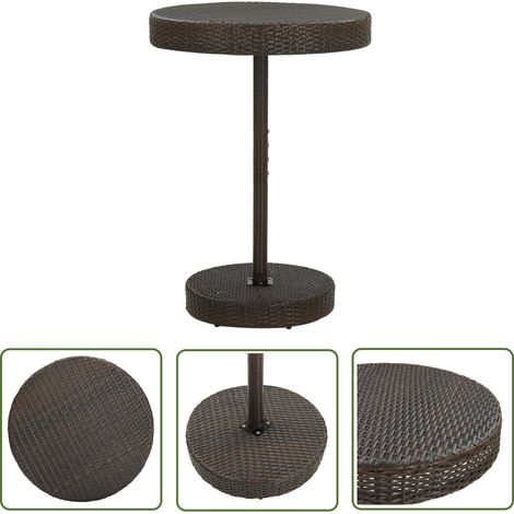 The Living Store Table de jardin Marron 75,5x106 cm Résine tressée - Table De Jardin - Table Extérieure - Mobilier De Jardin - Table Ronde - Résine Tressée (1/5)