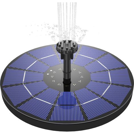 3,5 W Solar-Springbrunnenpumpe, Solar-Gartenbrunnen, Solar-Schwimmer, eingebautes Panel, Akku mit 6 Düsen, ideal für kleine Teiche, Vogelbäder, Fischtanks, Gartendekoration, 18 cm