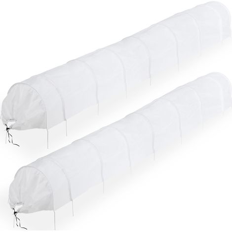 Relaxdays Plant Tunnel, 2x Set, 5 m Long, Protection against Pests, Flower Beds, Fine-mesh Anti-bird Net, Fleece, White