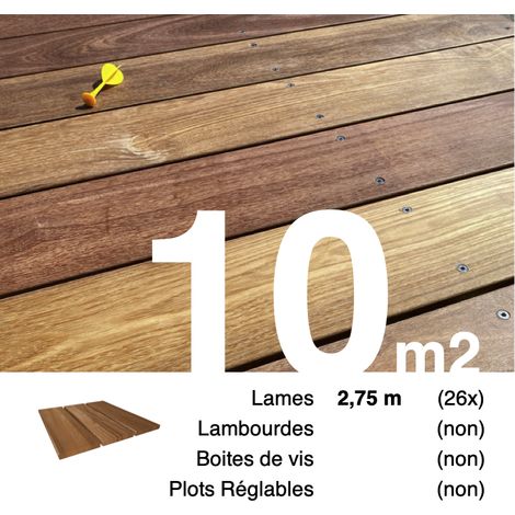 Planches de terrasse bois exotique CUMARU pour 10 m² • Longueur 2,75 m